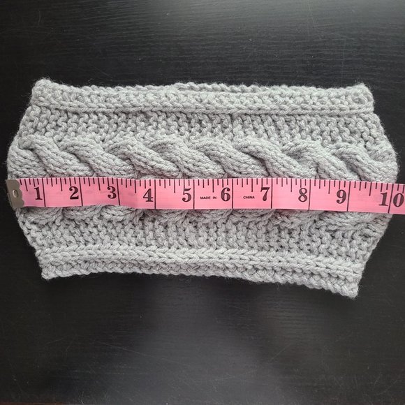 Handmade Women's Cable Knit Headband Light Gray Sparkling One Size - Picture 7 of 14